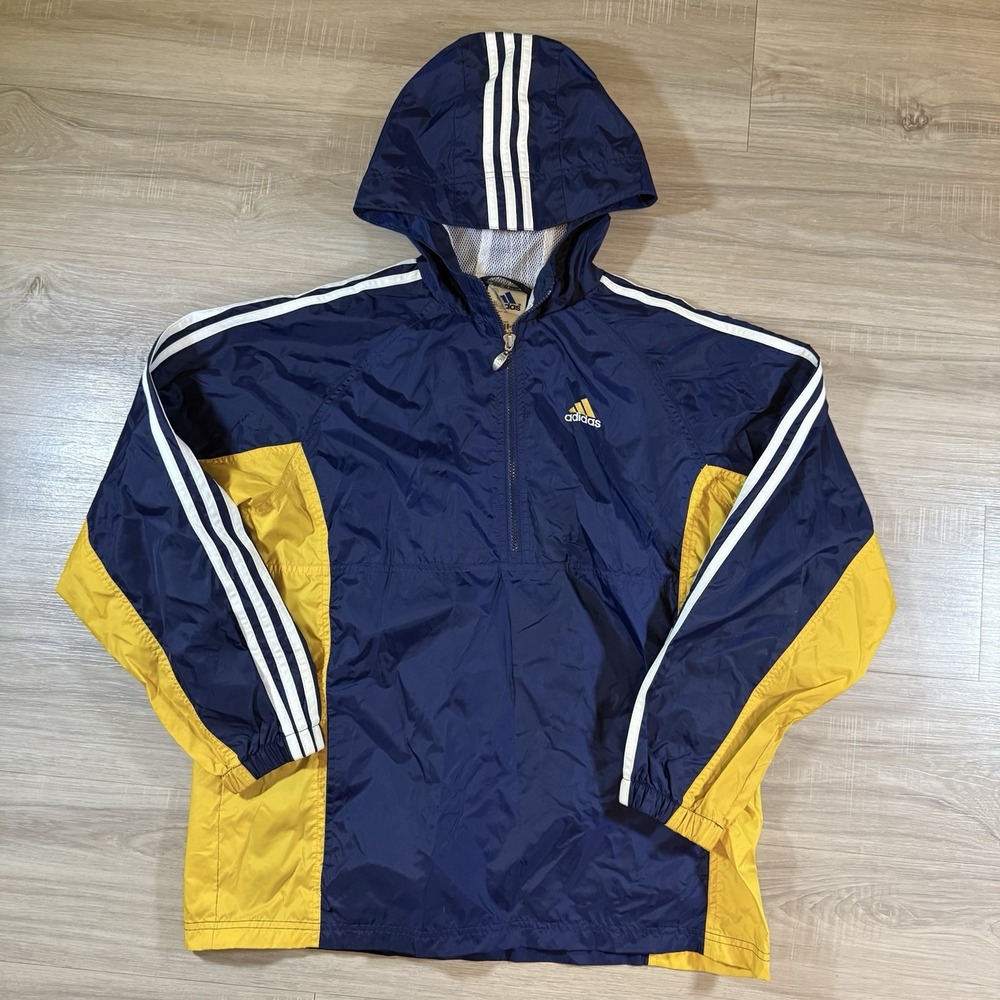 Vintage Youth Adidas Nylon Windbreaker Packable Jacket Youth ‎ size XL Stripes